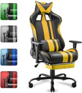 🕹 enhanced gaming chair for adults teens - soontrans yellow racing gamer chair with ergonomic design, footrest, high back support, 180° reclining, headrest, and lumbar support (yellow) logo