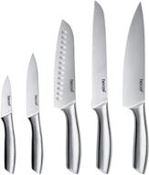 hecef silver kitchen knife set of 5 - satin finish blade with hollow handle, including 8-inch chef, 8-inch bread, 8-inch santoku, 5-inch utility, and 3.5-inch paring knife logo