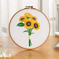 🌻 maydear stamped embroidery kit: beginner's cross stitch set with pattern, hoop, threads, scissors – sunflower delight! logo