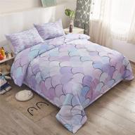 🧜 sweetdreaming kids mermaid scale twin size comforter sets - colorful bedding for girls - pink blue purple white scales quilt sets - 69x87 inch (comforter x 1 pillowcase x 1) logo