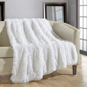 img 2 attached to 🛋️ Softlife Home Decorative Fluffy Faux Fur Throw Blanket - Reversible Sherpa Blanket for Couch Sofa Bed - White, 50" x 60" - Warm and Cozy