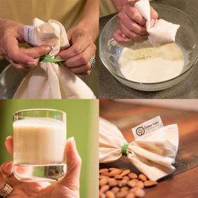 img 2 attached to 🥛 Premium Organic Cotton Nut Milk Bag - Ultimate Almond Milk Maker for Silky Smooth Results - Seam-free Base, No Drawstring - Expert Reusable Food Strainer for Homemade Yogurt, Cheese, Juice, Tea, Coffee - All-Natural & Eco-Friendly