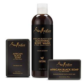 img 4 attached to 🛁 SheaMoisture Bath Face Skin Care Kit: Revitalize Dull Skin with African Black Soap, Fair Trade Shea Butter, Aloe Vera - 3 Count