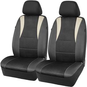 img 4 attached to 🚗 Enhance Your Car's Look and Protection with PIC AUTO Universal Front Sport Seat Covers - Airbag Compatible, 3 Layered Mesh with PU Leather, Perfect Fit for Most Cars, SUVs, Trucks, and Vans - Black/Beige (4PCS)