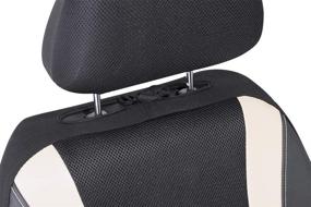 img 2 attached to 🚗 Enhance Your Car's Look and Protection with PIC AUTO Universal Front Sport Seat Covers - Airbag Compatible, 3 Layered Mesh with PU Leather, Perfect Fit for Most Cars, SUVs, Trucks, and Vans - Black/Beige (4PCS)