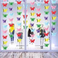 3d colorful butterfly curtain: hanging paper flower decorations - perfect for window & outdoor decor, weddings, birthdays, and baby showers! (8.9ft x 4strings) logo