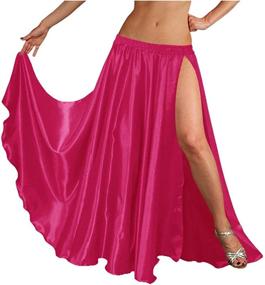img 3 attached to 🌸 Indian Trendy 36-inch Long Women's Satin Full Skirt with 2 Slits for Belly Dance, Gypsy Tribal, 9 Yard Panel, Jupe, Flamenco, Boho, and Rock Styles