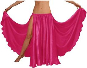 img 2 attached to 🌸 Indian Trendy 36-inch Long Women's Satin Full Skirt with 2 Slits for Belly Dance, Gypsy Tribal, 9 Yard Panel, Jupe, Flamenco, Boho, and Rock Styles