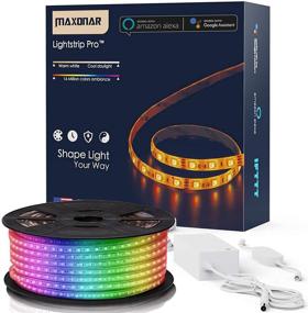 img 4 attached to 🔌 Maxonar LED Strip Lights - 32.8Ft/10M WiFi Wireless Smart Phone Controlled DIY Kit - SMD 5050 RGB Multicolor - Waterproof IP65 600LEDs Strip Light - Works with Alexa, Google Home, Amazon Echo