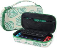 🌿 green leaf crossing carry case for nintendo switch console and accessories - slim hard shell storage case with 10 game card slots, portable and protective logo