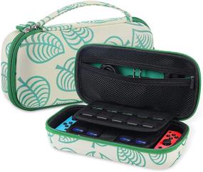 img 4 attached to Чехол для переноски Green Leaf Crossing для консоли Nintendo Switch и аксессуаров - тонкий жесткий корпус с 10 слотами для карт игр, портативный и защитный.