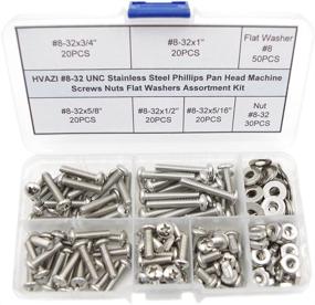 img 4 attached to 🔩 Stainless Steel Phillips Pan Head Machine Screws Nuts Flat Washers Assortment Kit UNC #8-32 - HVAZI