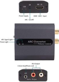 img 2 attached to Усовершенствованный контроль звука: удаленная настройка громкости DAC HDMI ARC на 🔊 стерео R/L RCA адаптер для усилителя, наушников и колонок, многопортовый одновременный вывод