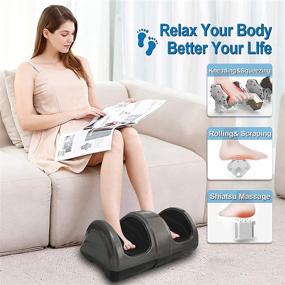 img 3 attached to Ultimate Foot Massager Machine: Shiatsu Foot and Calf Massager for Plantar Fasciitis and Nerve Pain Relief - Electric Deep Kneading Rolling Massage for Foot, Leg, Calf, Arm, Ankle - Gray