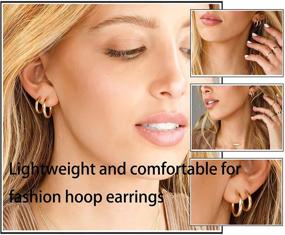 img 3 attached to 💍 Set of 3 Small Gold Hoop Earrings for Women: Lightweight S925 Sterling Silver Hypoallergenic Hoops in 14k Gold, Rose Gold, and Silver – Ideal for Women and Girls