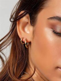 img 1 attached to 💍 Set of 3 Small Gold Hoop Earrings for Women: Lightweight S925 Sterling Silver Hypoallergenic Hoops in 14k Gold, Rose Gold, and Silver – Ideal for Women and Girls