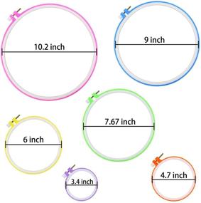 img 2 attached to 🧵 Similane 6-Piece Embroidery Hoops Set - Multicolor Plastic Circle Cross Stitch Hoop Rings, Sizes 3.4 inch to 10.2 inch - Ideal for Embroidery and Cross Stitch Projects