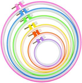 img 4 attached to 🧵 Similane 6-Piece Embroidery Hoops Set - Multicolor Plastic Circle Cross Stitch Hoop Rings, Sizes 3.4 inch to 10.2 inch - Ideal for Embroidery and Cross Stitch Projects