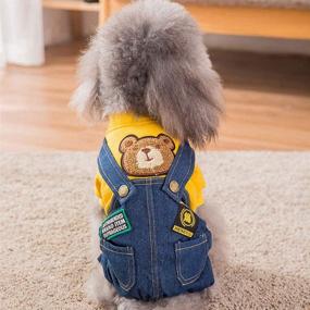 img 2 attached to 👖 Pet Overalls: Adorable Dog Costume Clothes, Denim Outfits for Small & Medium Pets, Boy & Girl Dogs Coats, Jeans, T-Shirts, Sweatshirts