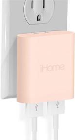 img 4 attached to ⚡ Зарядное устройство для стены iHome AC Pro 3,4 Ампера с 2 портами USB - портативное и складное зарядное устройство для iPhone 12/11/8, Airpods, iPad, Samsung Galaxy и многое другое - нежно-розовое.