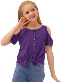 img 1 attached to BesserBay Girls' Cotton Crewneck Sleeve Shoulder Tops for Tees, Blouses