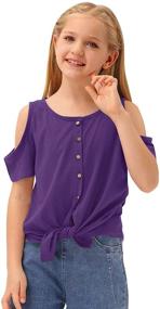 img 2 attached to BesserBay Girls' Cotton Crewneck Sleeve Shoulder Tops for Tees, Blouses