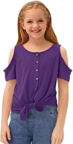 img 4 attached to BesserBay Girls' Cotton Crewneck Sleeve Shoulder Tops for Tees, Blouses