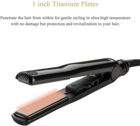 img 3 attached to 💇 Lena Professional Titanium Hair Straightener 1 Inch Flat Iron with 450℉ Floating Plates, Adjustable Temperature Settings, Automatic Shut Off, and Travel Zip Bag