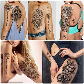 img 1 attached to 🌸 Large Flowers Butterflies Crown Waterproof Temporary Tattoos - Yazhiji 49 Sheets, Ideal for Women, Girls, Kids or Adults - Fake Tattoos for Body Makeup