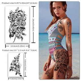 img 3 attached to 🌸 Large Flowers Butterflies Crown Waterproof Temporary Tattoos - Yazhiji 49 Sheets, Ideal for Women, Girls, Kids or Adults - Fake Tattoos for Body Makeup