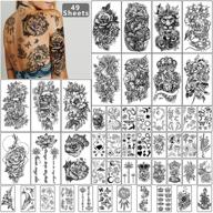 🌸 large flowers butterflies crown waterproof temporary tattoos - yazhiji 49 sheets, ideal for women, girls, kids or adults - fake tattoos for body makeup logo