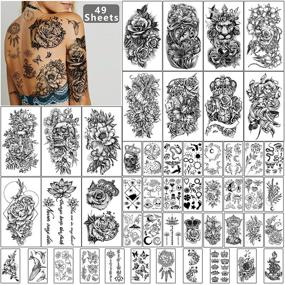 img 4 attached to 🌸 Large Flowers Butterflies Crown Waterproof Temporary Tattoos - Yazhiji 49 Sheets, Ideal for Women, Girls, Kids or Adults - Fake Tattoos for Body Makeup