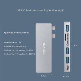 img 1 attached to 💻 Richwell USB C Hub for MacBook Pro: 6-in-1 Thunderbolt 3 Adapter with Power Delivery, USB A Data Ports, SD & microSD Card Reader