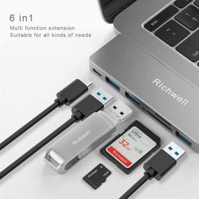 img 3 attached to 💻 Richwell USB C Hub for MacBook Pro: 6-in-1 Thunderbolt 3 Adapter with Power Delivery, USB A Data Ports, SD & microSD Card Reader