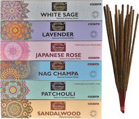 img 3 attached to 🌸 Raajsee Incense Sticks 6 Pack Variety Set - 15gm Each, Nagchampa, Lavender, Sandalwood, Patchouli, Japanese Rose, White Sage - 100% Organic Hand Rolled for Church, Aromatherapy, Relaxation, Meditation