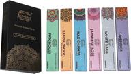 🌸 raajsee incense sticks 6 pack variety set - 15gm each, nagchampa, lavender, sandalwood, patchouli, japanese rose, white sage - 100% organic hand rolled for church, aromatherapy, relaxation, meditation логотип