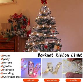 img 2 attached to 🎄 Рождественская волшебная лента с яркой светодиодной подсветкой и атласным бантом для украшения елки - работает от батареек - декорация для Рождественской елки - внутреннее/наружное оформление гирлянды для елки.