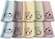 🐶 10 pack cute dog-design microfiber cleaning cloth multicolors for lens, eyeglass, phone - pastel blue, pink, green & yellow cloth wipes logo