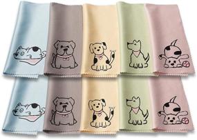 img 4 attached to 🐶 10 Pack Cute Dog-Design Microfiber Cleaning Cloth Multicolors for Lens, Eyeglass, Phone - Pastel Blue, Pink, Green & Yellow Cloth Wipes
