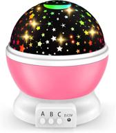 🌙 devrnez kid's stars night light projector - 360 degree rotating moon star nightlight for girls 2-12 years - ideal christmas gift, stocking filler, birthday toy for bedroom, parties (pink) logo