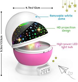 img 1 attached to 🌙 DEVRNEZ Kid's Stars Night Light Projector - 360 Degree Rotating Moon Star Nightlight for Girls 2-12 Years - Ideal Christmas Gift, Stocking Filler, Birthday Toy for Bedroom, Parties (Pink)