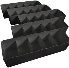 img 4 attached to Uncluttered Designs Drawer Dividers Set of 5 - Modern Organization for Ties, Socks, Underwear & Bathroom Storage - Sturdy Plastic, Washable & Sleek (Black)