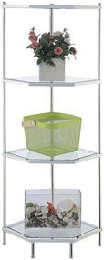 img 3 attached to 📚 Convenience Concepts Royal Crest 4 Tier Corner Shelf: Стильное хромированное и стеклянное хранение