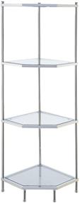 img 4 attached to 📚 Convenience Concepts Royal Crest 4 Tier Corner Shelf: Стильное хромированное и стеклянное хранение