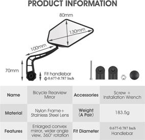 img 2 attached to 🚲 Sanctus Bike Mirror: 2pcs Adjustable Rotatable Rearview Mirrors for Safe Mountain and Road Cycling