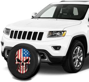 img 1 attached to Foruidea American Flag Skull Spare Tire Cover Waterproof Dust-Proof UV Sun Wheel Tire Cover Fit For Jeep