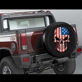 img 3 attached to Foruidea American Flag Skull Spare Tire Cover Waterproof Dust-Proof UV Sun Wheel Tire Cover Fit For Jeep