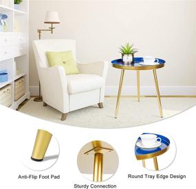 img 1 attached to 💙 TFer Round Side Table: Stylish, Space-Saving Metal Nightstand with Easy Assembly in Blue and Gold