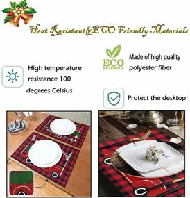 img 2 attached to 🎄 Wamika Christmas Tree Red Truck Placemats Set of 4 - Winter Snowman Buffalo Plaid Table Mats, Double-Sided Print, 12x18", Dining Home Kitchen Xmas Table Decoration