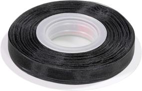 img 3 attached to Lkitty 3/8 inch x 50yd/Roll Fabric Chiffon Organza Ribbon - High-Quality Shimmer Sheer Ribbon made with 100% Polyester Fiber (9mm Width, Black)